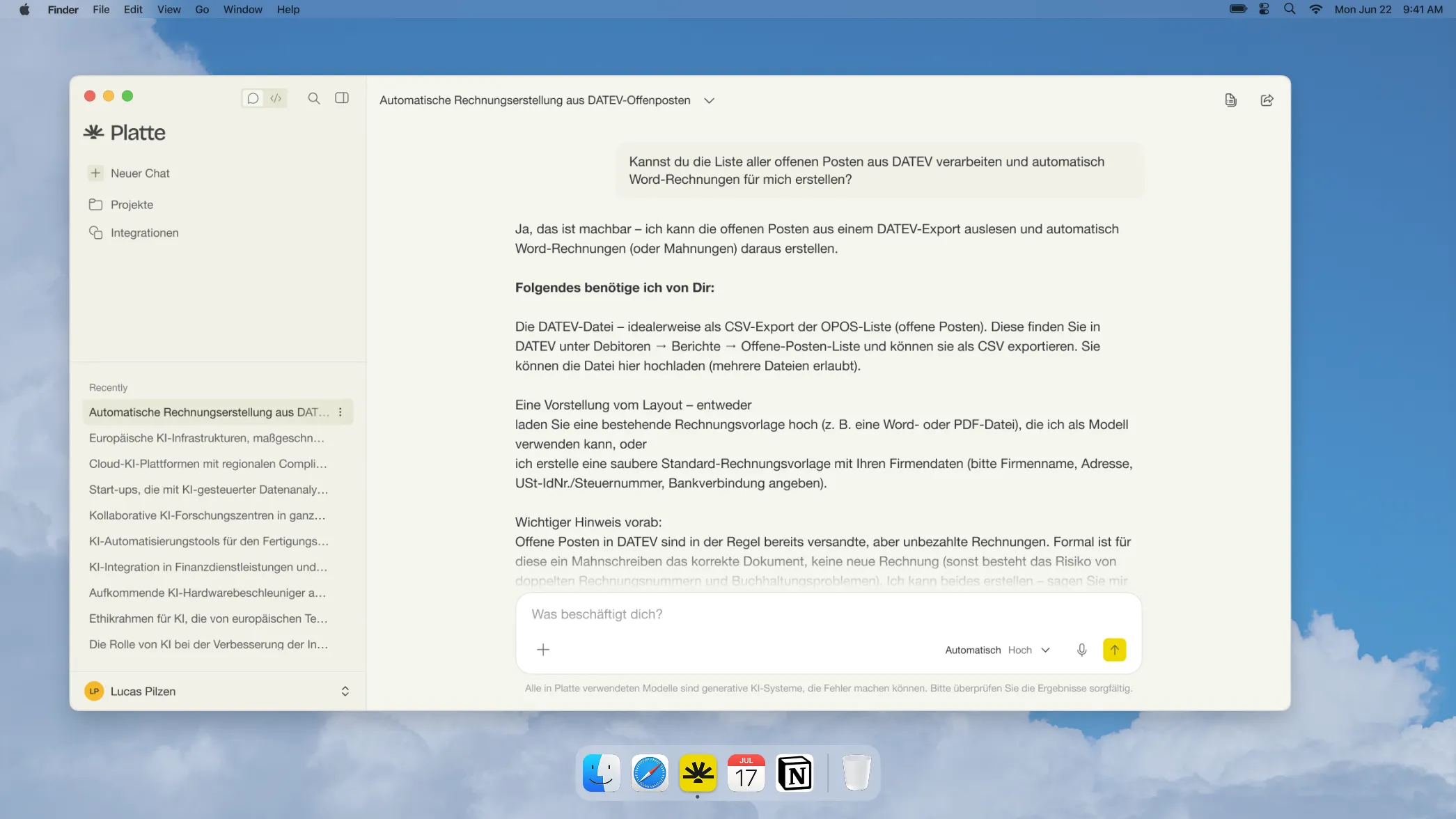 Platte Desktop-Vorschau