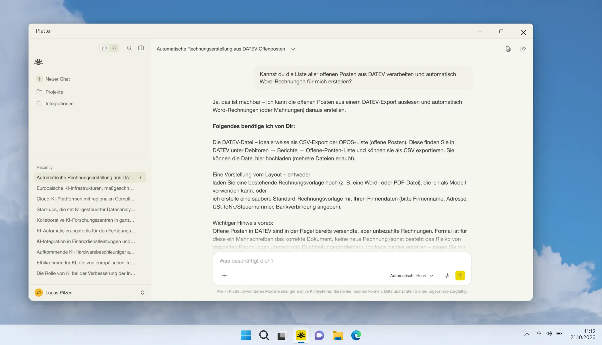 Platte Desktop-Vorschau